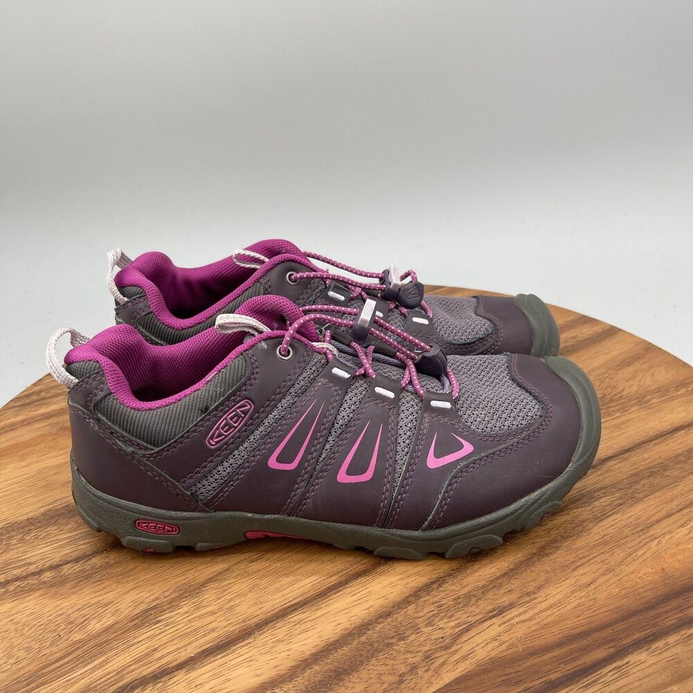 Keen Oakridge Shoes Youth Size 5 Purple Plum Gray Leather Mesh Walking Hiking